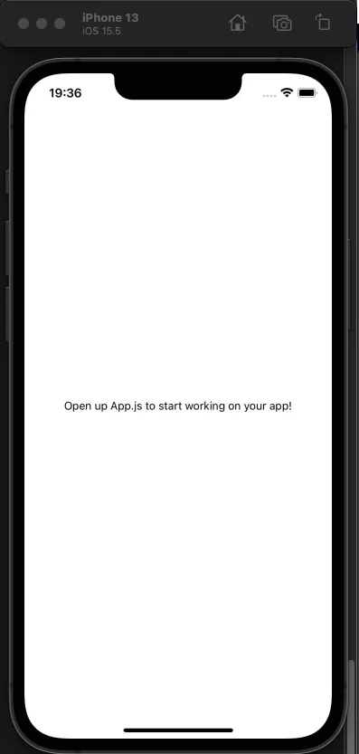 Iniciando no React Native com Expo: Aplicativo react native rodando em emulador iOS